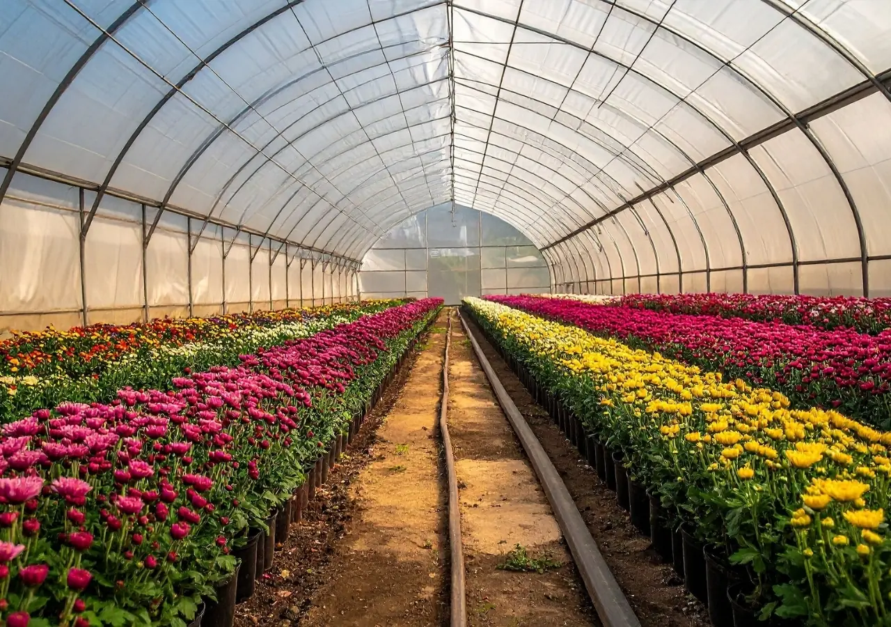 Invernadero de floricultura exportadora con monitoreo 24/7 Fortox